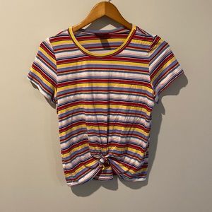 multi colored striped shirt